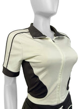 Casual Women Summer Streetwear Paneled Two Tone Slim Sports Short Sleeve Shorts Suits Zip Crop