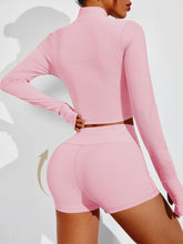 Women's quick drying and breathable three piece exercise and yoga suit: High Waisted Shorts, Vest, and Jacket