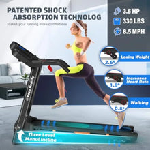 3.5HP Folding Treadmill for Home Use with Incline 0.5-8.5 MPH 330 lb Capacity Bluetooth and App Connectivity Quiet Motor