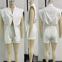 Casual 2 Piece Sleeveless Short Sets with a Single Button Irregular Top and  Matching Shorts