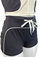 Casual Women Summer Streetwear Paneled Two Tone Slim Sports Short Sleeve Shorts Suits Zip Crop