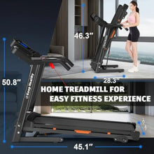 3.5HP Folding Treadmill for Home Use with Incline 0.5-8.5 MPH 330 lb Capacity Bluetooth and App Connectivity Quiet Motor