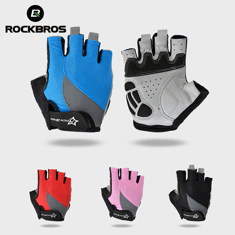 RockBros: Non-Slip Breathable Mountain Bike Gloves:  Gel Pad Short Half Finger Sport Gloves