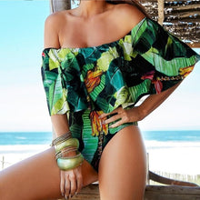 New Sexy Off The Shoulder Ruffle Solid One Piece Swimsuit Small to XL